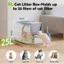 SZEE Stainless Steel Cat Litter Box with 180Flip-Top Lid, Easy Clean XL Enclosed Litter Box, Large Covered Steel Cat Box with Scoop, Odor Control and Anti-Urine Leakage, 23.2*15*15 Inch, Dark Gray
