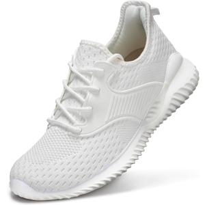 ATHMILE Womens Walking Shoes Lightweight Men Tennis Shoes Slip On Memory Foam Casual Sneakers for Gym Travel Work Outdoor Road (White)