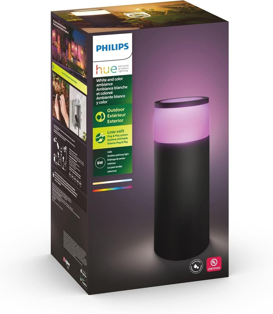 Philips Hue Calla Outdoor Smart Pathway Light, 1 Pack, White & Color Ambiance Walkway LED Lights, Weatherproof Low Voltage Lighting, Requires Bridge and Power Supply, Control with App and Voice
