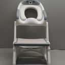 Orzbow 2-IN-1 Potty Training Toilet Seat with Step Stool for Toddler, Stability Training Potty Seat for Kids Boys Girls with Splash Guard and Anti-Slip Pad, Adjustable Ladder & Potty Seat Height, Grey