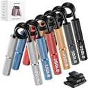 Grip Strength Trainer, 6 Pack Grip Strength Trainer Set (50-350LB), No Slip Hand Grip Strengthener, Wrist Forearm Strengthener with Grip Tape for Strength Training, Exercise, Injury Recovery (Silver+Blue+Red+Orange+Dark Gray+Black (100-350 LBS))