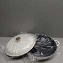 CAROTE 3.4QT Enameled Cast Iron Braiser Pan, Shallow Dutch Oven Casserole Skillets, Non-Toxic Cast Iron Pot with Lid for Grilling, Searing, Baking, Dual Handles, All Stovetop Compatible, White