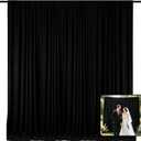 2 Panels Black Backdrop Curtain, 10 x 7 Feet Polyester Background Curtains for Parties, Weddings, Baby Showers, Halloween, Christmas, Birthday Party Photoshoot Backdrop Curtains Decorations
