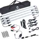 12V LED Interior Light Bar Kit, 4 Bars White Adjustable Brightness RV Camping Lights - Waterproof IP67, Magnetic & Velcro Mount, Portable Lighting for Tent, Car, Trailer, Boat, Truck, Off-Road, Cabin