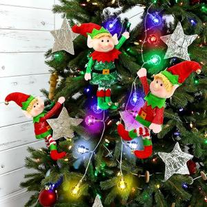 3 Pcs 7.8 in Christmas Plush Elves Figurine Gifts Xmas Tree Decoration with Light String Adorable Christmas Elves Gifts Exchange Funny Stuffed for Winter Holiday Fireplace Festive Home