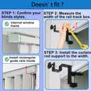 Internal Curtain Rod Set 0.8-2.3 Inch Wide Track (External Available 0.8-4 Inch Wide Track), No Drilling Required, Tool-Free,Magnetic Curtain Hooks, Black 3 Pieces (US Patent Application)