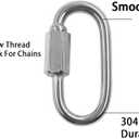 2 x Quick Links,Heavy Duty Chain Hooks Safety Chain Connector,TTZEZE SUS304 D Shape Locking Carabiner,Screw Chain Link Keychain for Outdoor,Fence,Gate,Pet Dog,Towing,Swing,Shade Sail,Bird Toys