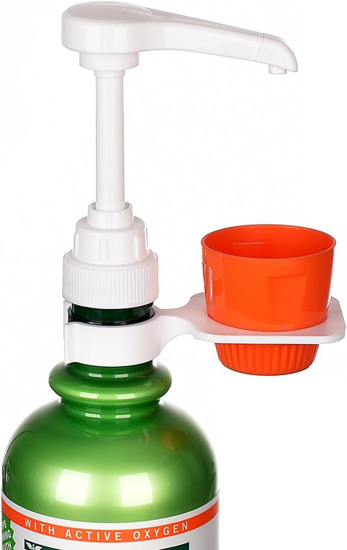 [Upgraded] Mouthwash Dispenser Pump with Cup Holder Set for TheraBreath 16 Fl Oz Mouthwash Oral Rinse, Fits ICY Mint, Mild Mint, Whitening, Anticavity, Kids, Alcohol-Free, etc. - 3 Pack
