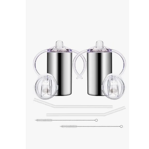 Vermida 12oz Stainless Steel Sippy Cups for Toddlers with Handles, Spill Proof Double Wall Vacuum Insulated Sippy Cups, Kids Straw Cups with Extra Lids for School, Outdoor, 2 Pack