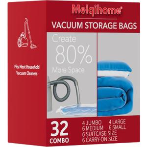 MEIQIHOME Vacuum Storage Bags, Space Saver Sealer Bags,Vacuum seal bags for clothing, Pillows, Comforters, Blankets, Bedding,Travel,32 COMBO