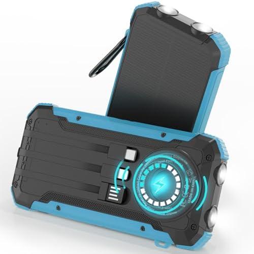 Luvknit Solar Charger Power Bank 20,000mAh Portable Wireless Charger, Fast Charging External Battery Bank with 6 Outputs for Cell Phones,Portable Solar Panel with Dual Flashlight for Camping