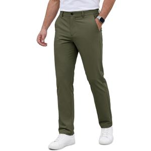 Lion Nardo Stretch Mens Dress Pants Slim Fit Golf Pants Hidden Elastic Waist Business Casual Pants Lightweight Formal Pants