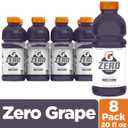 Gatorade Thirst Quencher Zero Sugar Sports Drink, Grape, 20oz Bottles, 8 Pack, Electrolytes for Rehydration (EXP 11/10/26)