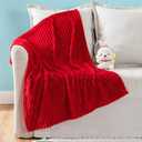 MIULEE Red Fleece Blanket with Stripe Pattern Fuzzy Flannel Soft Warm Throw Blanket Plush Cozy Christmas Boho Decor 30"x40"