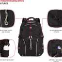 SwissGear 3258 Laptop Backpack, Fits Most 17 Inch Laptops, Secure Computer Sleeve for Travel, Work, School, Men's and Women's - Black, 18.5-inch