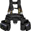 Comfortable Tough Thick 7-Piece Tool Belt with Suspenders 21 Pockets and Loops,1680D Denier Fabric Heavy Duty Tool Belts with Carry Handles, Fits Waists 36-49In