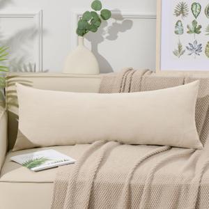 ORTIGIA 14x36 Linen Pillow Cover, Beige Decorative Long Lumbar Throw Pillow Covers, Farmhouse Vintage Boho Solid Color Body Pillowcase Cushion Case for Bed Couch Bench Living Room, ONLY Cover