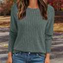 Womens Long Sleeve Shirts Dressy Casual Crewneck Tunic Tops Basic Sweatshirts Fall Fashion Clothes Trendy Outfits 2025 (Large, Green)