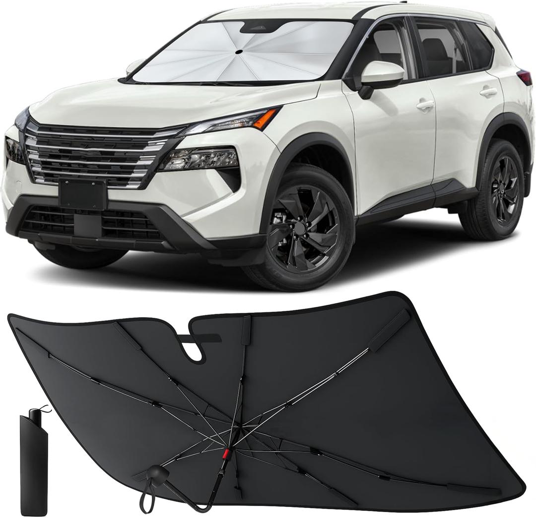 EcoNour Umbrella Windshield Sunshade for Nissan Rogue 2021-2026 | Front Windshield Sun Shade UV Heat Protector | Foldable Reflective Car Sun Visor Cover Interior Protection Accessories