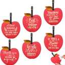 Foilswirl 6 Pcs Graduation Gifts Holder Apple Shape Leather Luggage Tags Graduation Teacher Appreciation Gifts for Women Teacher Coworkers