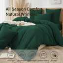 100% Muslin Cotton Dark Green Duvet Cover Set Twin Size, Ultra Soft Breathable Absorbent Gauze Bedding Duvet Cover, Minimalist Fluffy Natural Wrinkle Linen Textured Comforter Cover 68" x 90"