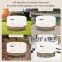 Round Outdoor Table Cover Waterproof Heavy Duty Patio Furniture Covers, Round Patio Table Chair Set Covers - 42" Dia x 28" H (Beige & Brown)