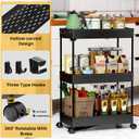 SPACEKEEPER Rolling Storage Cart 3 Tier Bathroom Cart Organizers with Wheels Laundry Room Organization Mobile Shelving Unit Utility Cart Storage Shelves Multi-Functional for Office, Home, Black