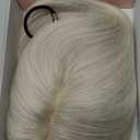 Flufymooz 100% Real Human Hair Toppers, 12 Inch Human Hair Toppers for Thinning Hair Large Handwoven Area 360° Coverage Natural Hairpiece Wiglet for Women Daily 5"x3" Silk Base (Silver White)