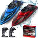 RC Boat for Kids 2 Pack Remote Control Boats Toy with Light Waterproof with Rechargable Battery Boat for Pools Lakes Gifts Boys Girls Adults