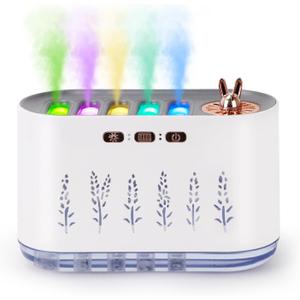 5 Nozzle Music Sync Humidifier Diffuser, RGB LED Light Show with 22 Colors & Voice Activated Mode, 700ml Cool Mist Aroma Essential Oil Diffuser for Home, Bedroom, Office, Yoga (White) (White)