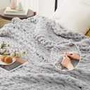 L'AGRATY Chunky Knit Blanket Throw: 60''x80'' Chenille Chunky Knitted Throw Blankets for Twin Bed Couch - Handmade Thick Cable Knit Blanket - Large Crochet Rope Blankets for Home Decor(Grey)