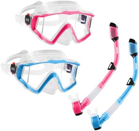 Aegend Snorkeling Gear for Adults Youth Kids, Snorkel Mask with Top Dry Valve - Panoramic View Anti-Leak and Anti-Fog with Mesh Bag for Snorkeling, Scuba Diving, Freediving & Swimming
