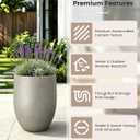 Kante 21.7" Tall Concrete Planter, Large Round Bullet Pot, Weathered Finish