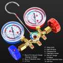 JIFETOR 3 Way AC Manifold Gauge Set, HVAC Diagnostic Charging Tool for Auto Household R404A R134A Refrigerant, with 5FT Hose, Adjustable Quick Coupler, Can Tap and Adapter