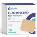 Conkote 10 Pack Foam Dressings Sterile Non-Adhesive Pads for Exudating Wounds 4"x4", FSA or HSA Highly Absorbent Waterproof Dressings for Wound Care, Ulcers, Post Op Trauma, Injuries, Burn