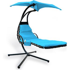 Outdoor Hanging Lounge Chair Replacement Cushion Cover and Umbrella Fabric, Made for Patio Curved Chaise Lounge Swinging Hammock Chair Pads, Waterproof Soft Fabric (Cushion Not Included, Blue)