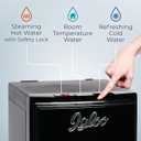 Igloo Retro Bottom-Loading Water Dispenser- Black Water Cooler Dispenser with Hot, Cold & Temperature Settings- Electric Water Dispenser Fits 3 & 5 Gallon Jugs with Child Safety Lock for Home & Office