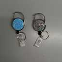 3 Pack Retractable Carabiner Badge Holder, FadyRaye Badge Reel with Belt Clip for Nurse Teacher Name Card Keychain [Bling Cute Design 27" Nylon Wire Cord] (Carabiner Silver Blue Purple)