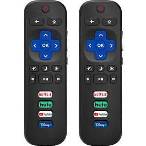 (Pack of 2) Replacement Remote Control Only for Roku TV, Compatible for TCL Roku/Hisense Roku/Onn Roku/Sharp Roku/Element Roku/Westinghouse Roku/Philips Roku Smart TVs (Not for Roku Stick and Box)