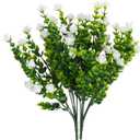 12 Pcs Artificial Flowers Outdoor UV Resistant Fake Flowers Greenery Shrubs Fake Plants for Vase Pots Hanging Planters No Fade Faux Plastic Flower Plant Garden Porch Window Box Home Decoration (White)