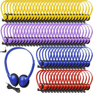 Hoteam 100 Pack Headphones for Classroom Bulk, Vivid Color, Classic