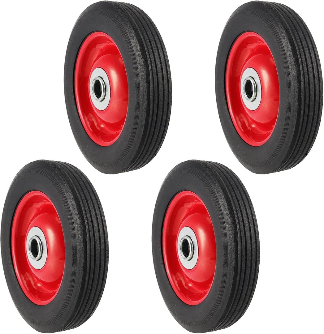 SHEUTSAN 4 Packs 6 x 1.2 Inch Solid Rubber Wheels, Hand Truck Replacement Tire with Ball Bearing, 1.25 Inches Offset Hub and 5/8 Inch Axle Diameter, 350 lbs Load Capacity