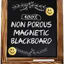 LotFancy 15"x12" Magnetic Chalk Board Sign, Small Wood Framed Tabletop Black Easel Chalkboard, Foldable Standing Ledge,1 White Chalk Pen 2 Magnets and Wall Hanging Kits Included,Rustic Brown