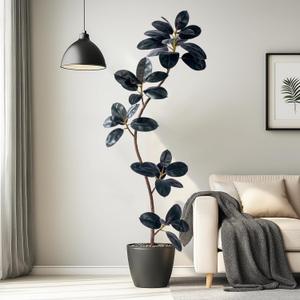 6ft Artificial Rubber Tree Faux Plants Indoor Faux Floor Artificial Trees Indoor,Fake Plant Fake Tropical Plants,Large Floor,Real Touch Rubber Tree for Home Decor (Purple)