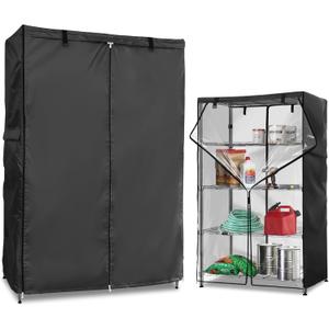Wire Rack Covers,Heavy Duty 600D Dustproof Waterproof Storage Rack Covers for Metal Shelves,Storage Shelf Cover with Zipper for Wire Shlef,36''W x 19''D x 62''H,Black with Clear Front