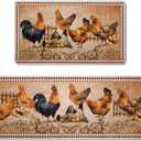 Bencailor 2 Pcs Christmas Kitchen Rug and Mat Rooster Kitchen Rugs Set Farmhouse Mat Decoration Chicken Non Slip Washable Doormat 17 x 30 Inch, 17 x 47 Inch