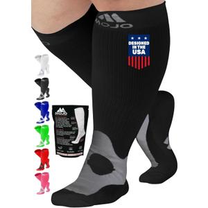 Mojo Unisex Medical Compression Socks 20-30mmHg Knee High for Pain & Swelling, A601 (Black), X-Large