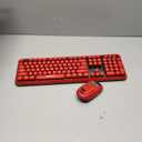 FOPETT Wireless Keyboard and Mouse Combo, 104 Keys Full-Sized 2.4 GHz Round Keycap Colorful Keyboards, USB Receiver Plug and Play, for Windows, Mac, PC, Laptop, Desktop (Black Red)