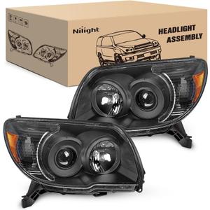 Nilight Headlights Assembly for Toyota 4Runner 2006 2007 2008 2009 Headlamp Black Housing Amber Reflector