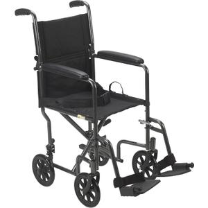 Drive Medical TR39E-SV Lightweight Folding Transport Wheelchair with Swing-Away Footrest, Silver (1 Count (Pack of 1))